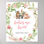 Rosa Florale Wald-Babys sind süße Zeichen Poster (Vorne)