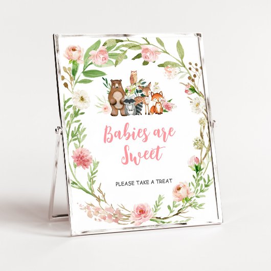 Rosa Florale Wald-Babys sind süße Zeichen Poster