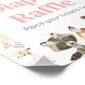 Rosa florale Waldtiere Windelwindeln Poster (Ecke)