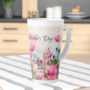 Rosa florale Wasserfarbe Glückliche Muttertag Milchtasse