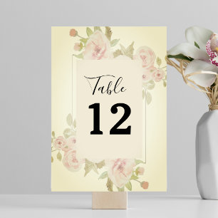 Rosa Florale Wasserfarbe Grünzeug Vintage im Erröt Tischnummer