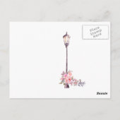 Rosa florale Wasserfarbe Paris Thema Laufwerk durc Postkarte (Rückseite)