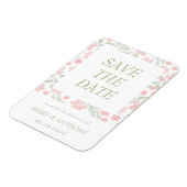 Rosa Florale Wasserfarbe Speichern Sie das Datumsf Magnet (Linke Seite)