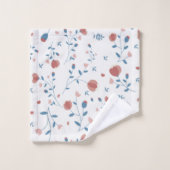 Rosa florale Weibchenstil Niedlich HandGezeichnet Badhandtuch Set (Waschlappen)