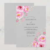 Rosa Florale Whimsy-Hochzeit Einladung (Vorne/Hinten)