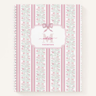 Rosa florale Wildblumen Coquette Schleife Notizblock