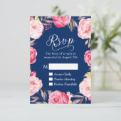 Rosa florale Wreath Navy Blue UAWG Reputation RSVP Karte (Stehend Vorderseite)