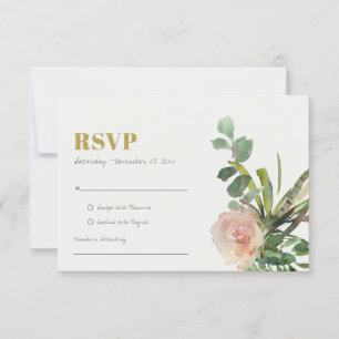 ROSA FLORALE WÜSTENKAKTEENBLÄTTER WATERCOLOR RSVP KARTE