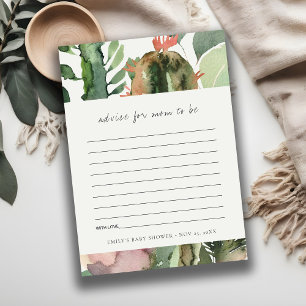 ROSA FLORALE WÜSTENKAKTUS-FAUNA-RAT BABY-SHOWER BEGLEITKARTE