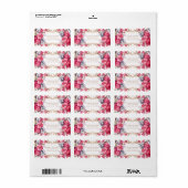 Rosa floraler Barock Romantischer Goldrahmen Adressaufkleber (Vorne)