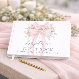 Rosa floraler Bogen Baby Mädchen Taufkleid Gästebuch