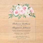 Rosa Floraler Brautstrauß Hochzeit Acryleinladungen (Vorderseite)