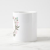 Rosa floraler Circle Frame Monogramm bearbeitbar e Jumbo-Tasse (Vorderseite)