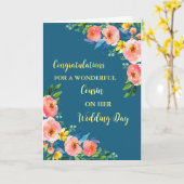 Rosa floraler Cousin Hochzeitstag Glückwunsch Karte (Gelbe Blume)