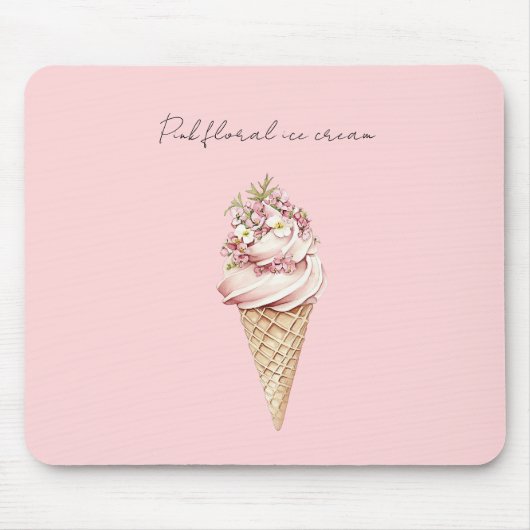 Rosa floraler Eiscreme-Kegel Mousepad (Vorne)