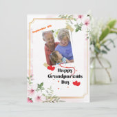 Rosa floraler Glückwunsch Großeltern Tag Einladung (Stehend Vorderseite)