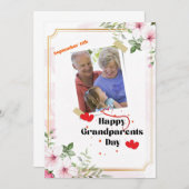 Rosa floraler Glückwunsch Großeltern Tag Einladung (Vorne/Hinten)