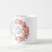 Rosa floraler Kranz Frohen Muttertag-Stiefmutter Kaffeetasse (Vorderseite Links)