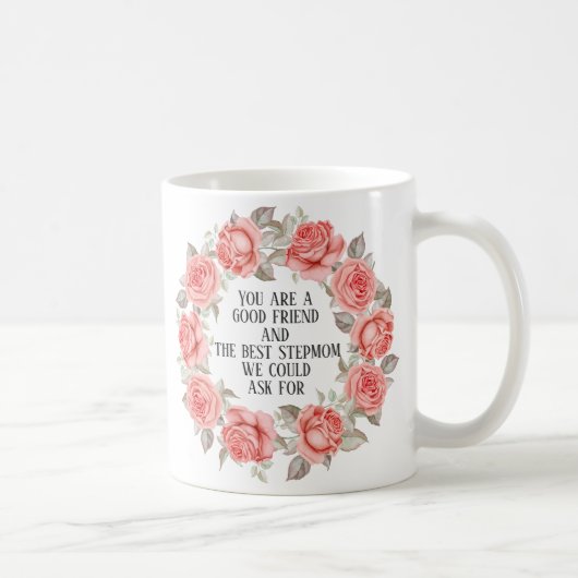 Rosa floraler Kranz Frohen Muttertag-Stiefmutter Kaffeetasse (Rechts)