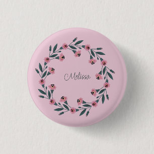 Rosa floraler Kranz Wasserfarbe Rose Wildblume Button