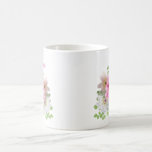 Rosa floraler Muttertag Kaffeetasse (Mittel)