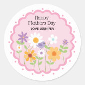 Rosa floraler Muttertag Runder Aufkleber (Vorderseite)