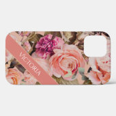 Rosa floraler Personalisierter Name Rustikal Case-Mate iPhone Hülle (Rückseite (Horizontal))