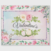 Rosa, floraler Valentinstag Geschenkpapier (Flach)