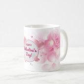 Rosa, floraler Valentinstag Kaffeetasse (VorderseiteRechts)