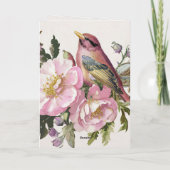Rosa floraler Vogel Aquarell Karte (Rückseite)
