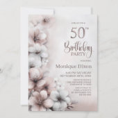 Rosa Florales 50. Geburtstagsfeier Einladung (Vorderseite)