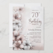 Rosa Florales 70. Geburtstagsfeier Einladung (Vorderseite)