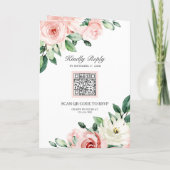 Rosa Florales Alles-in-Einem QR-Code Hochzeit Einladung (Rückseite)