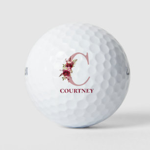 Rosa Florales Anfangs-C-Monogramm Golfball