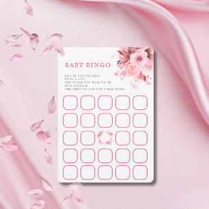 Rosa Florales Baby-Shower-Bingo-Spiel Einladung
