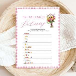 Rosa florales Brautparty-Emoji-Pictionary-Spiel Einladung