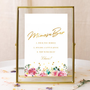 Rosa Florales Brautparty Mimosa Bar Schild