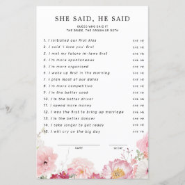 Rosa florales Brautparty sagte sie