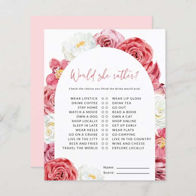 Rosa florales Brautparty würde sie eher spielen (Vorne/Hinten)