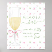 Rosa florales Champagnerglas Mimosa Bar Schild (Vorne)