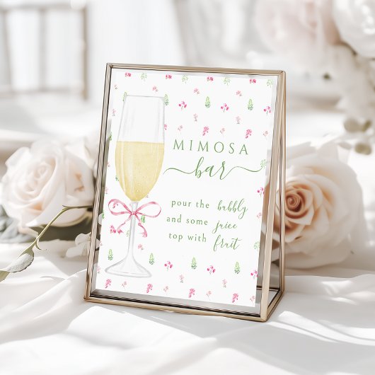Rosa florales Champagnerglas Mimosa Bar Schild
