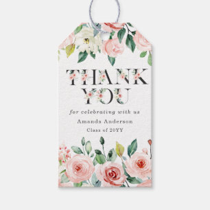 Rosa Florales Dankeschön-Abschlussgeschenk-Tag Geschenkanhänger