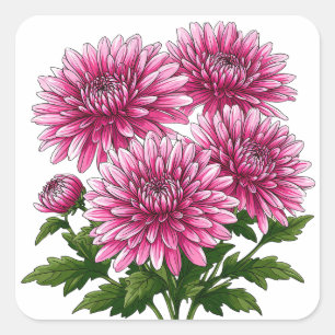 🌸 Rosa florales Dekor für Laptop Quadratischer Aufkleber