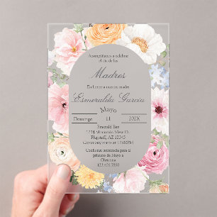 Rosa florales dia de las madres  acryleinladungen