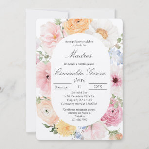 Rosa florales dia de las madres  einladung