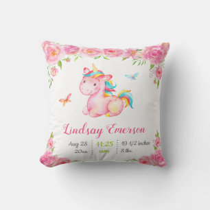 Rosa florales Einhorn Baby Mädchen Geschenk Kinder Kissen