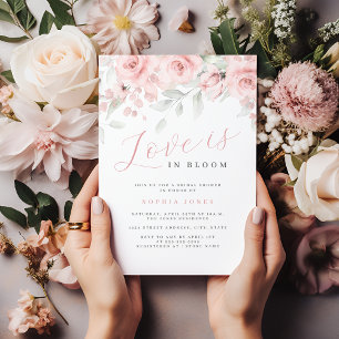 Rosa Florales Erröten Love is in Bloom Hochzeitsdu Einladung