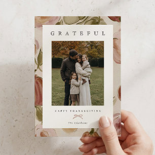 Rosa Florales Familienthanking Card Einladung