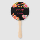 Rosa florales Fiesta Brautparty Fächer (Rückseite)