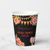 Rosa florales Fiesta Brautparty Pappbecher (Rückseite)